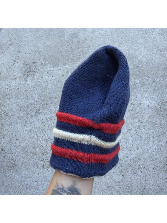 Vintage Wigwam Mill Hat 100% Pure Vintage Wool Retro Stripe Knit Headwear Beanie